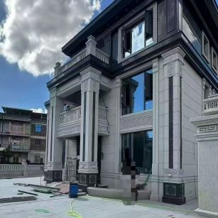 阜新 别墅干挂，芝麻白与芝麻黑完美配合