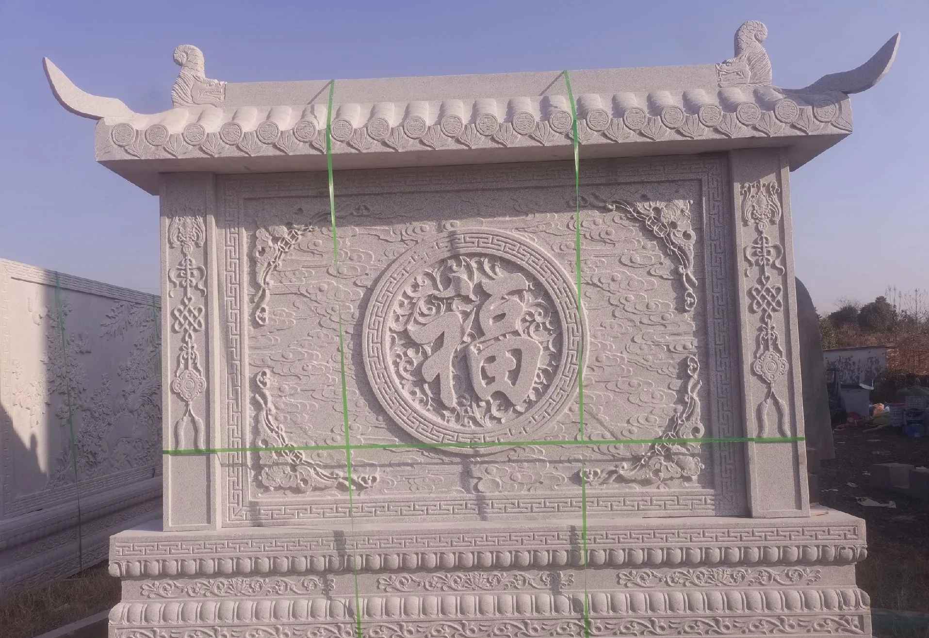 阜新 芝麻白花岗岩屏风，照壁，影壁